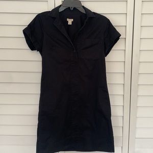 JCrew Short Sleeve Shirt Dress Black Button Down Size Small